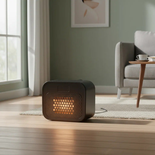 Mini Calefactor Estufa Pared Ceramico Electrico Termico Led Negro