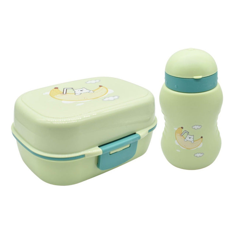 Lonchera Vianda Infantil Con Vaso Y Cubiertos De Plastico