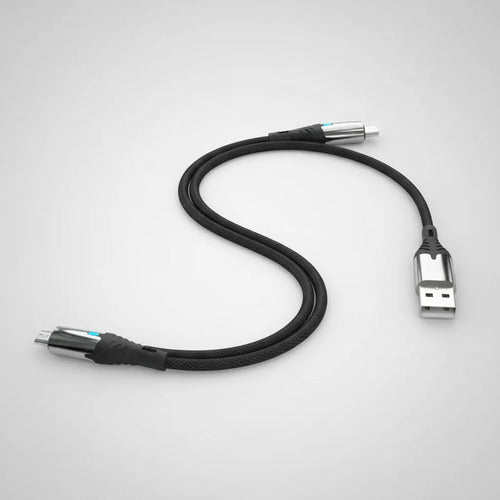 Cable Micro Usb Carga Rapida Y Datos Led Usb-a Reforzado 1m Negro