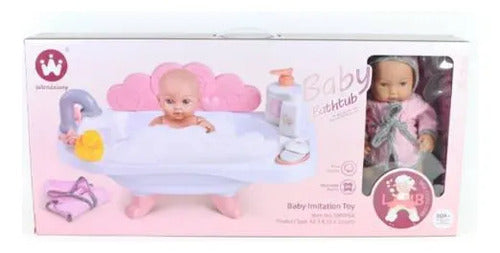 Muñeco Bebé De Juguete 30cm Con Bañera Y Accesorios