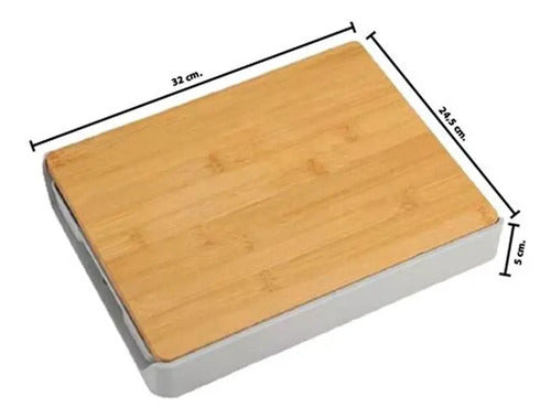 Tabla De Picar De Madera Bambu Con Cajon Deslizante Cocina Tabla De Picar Marrón