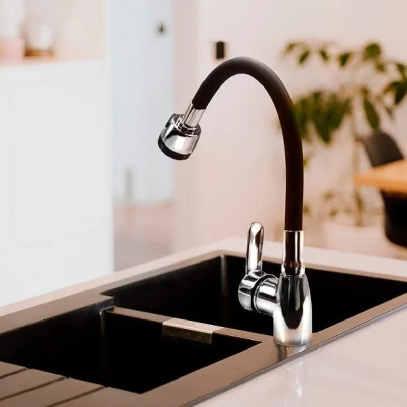 Monocomando Cocina Mesada Flexible Canilla Griferia Negro