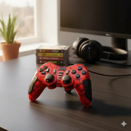 Joystick Cableado 6 En 1 Consolas Pc Android Tv Vibracion 4 Colores