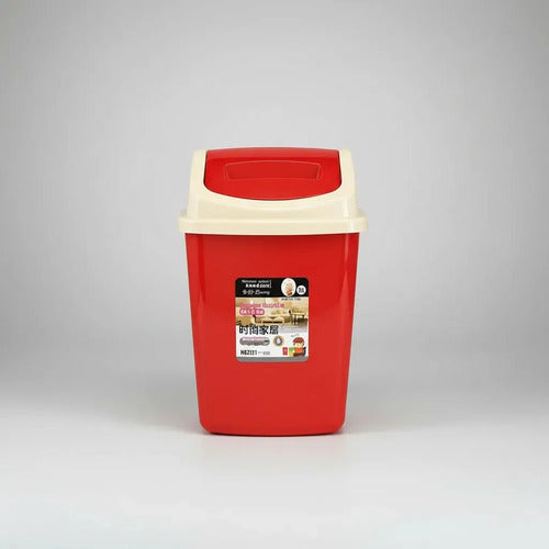 Cesto Papelera Plástica Tapa Vaivén 12l Residuos Basura Naranja