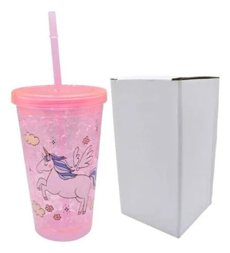 Vaso Infantil Acrílico Unicornio Sorbito 450ml Rosado Rosa