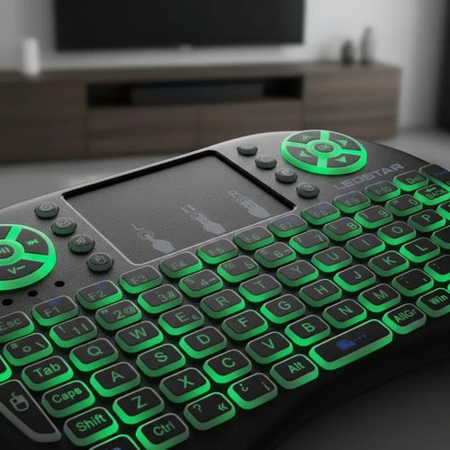 Teclado Tv Inalambrico Panel Tactil Rgb Recargable 3 Colores Verde