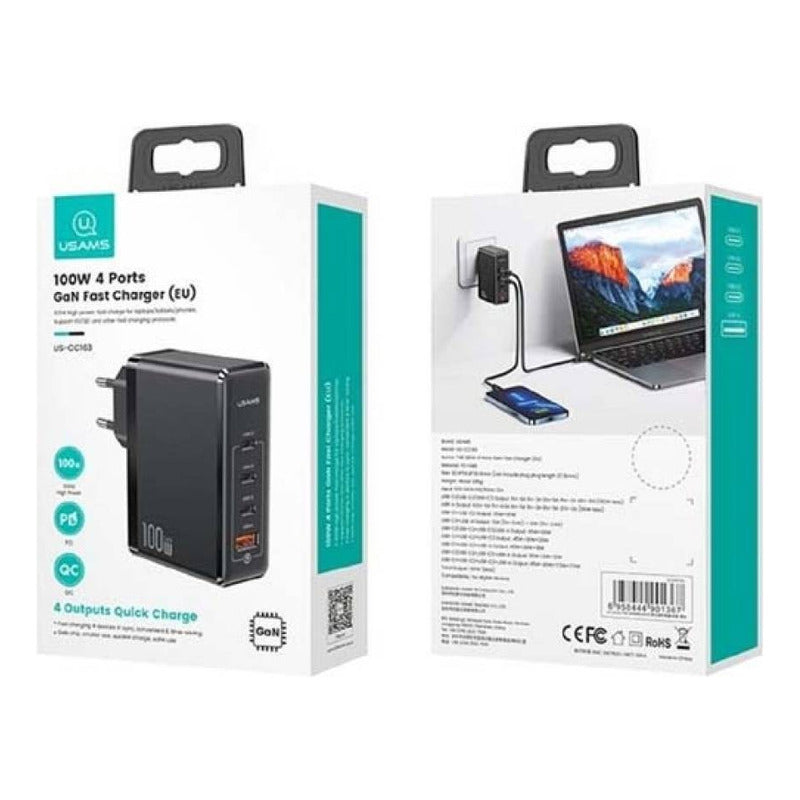 Cargador De Pared Usb Carga Rapida 3 Usb Tipo C + 1 Usb 100w