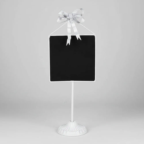 Adorno Pizarra Decorativa Base Metal Sobremesa 35cm Plateado