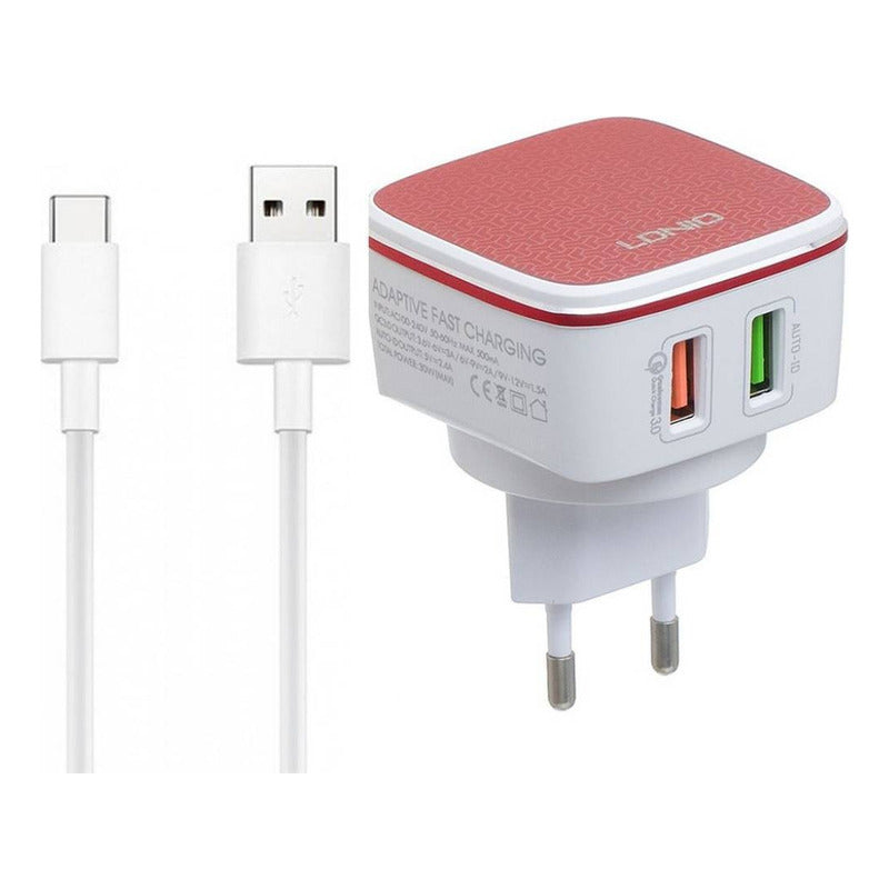 Cargador Pared 30w Usb Carga Rapida Rojo