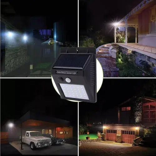 Luz Led Exterior Solar Panel Aplique Con Sensor Movimiento Plafon 30 Leds Farol Detecta Movimiento Luz Para Jardin Entrada Casa Estructura Negro Levys Bazar