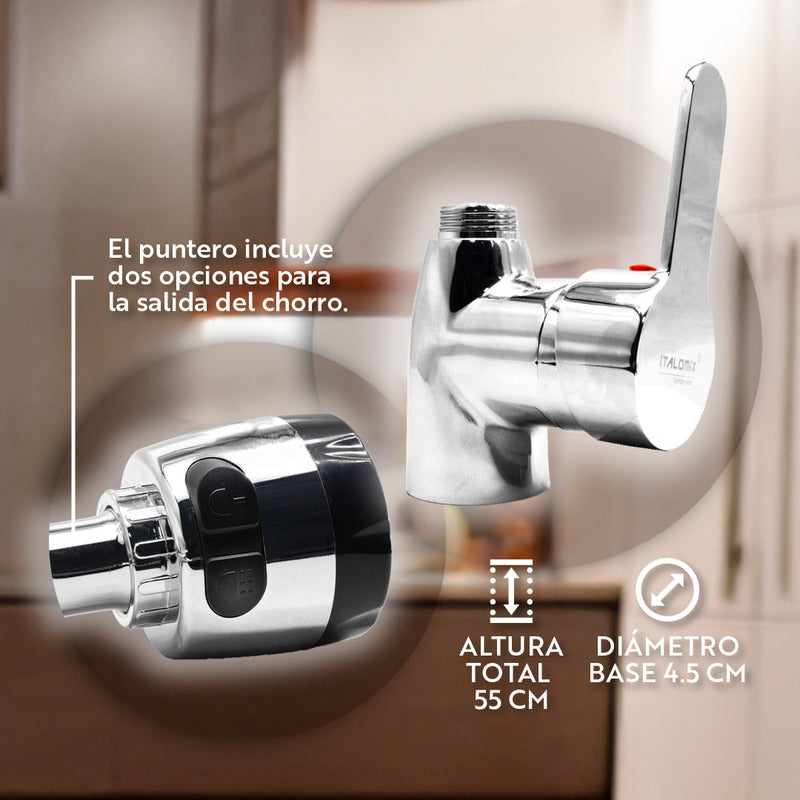 Grifo Monocomando Mesada Canilla Cocina Flexible + Colillas