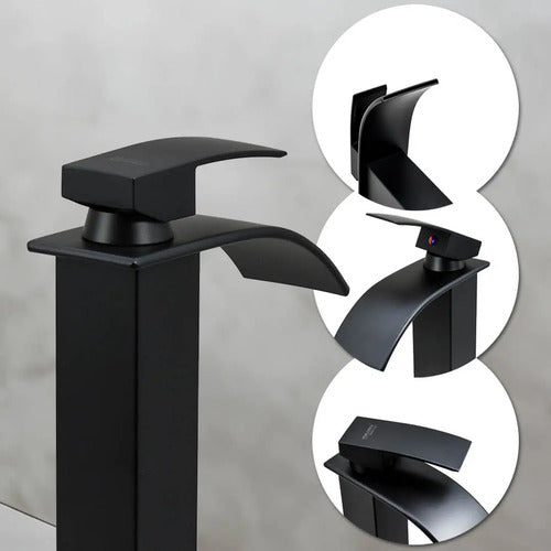 Monocomando Negro Lavatorio Canilla Baño Mezcladora Pileta
