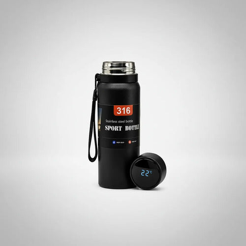 Botella Térmica Temperatura Filtro Acero Inoxidable Led 800m Negro