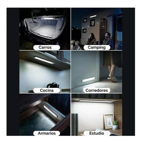 Barra Luz Led 20cm Usb Aluminio Recargable Sensor Movimiento