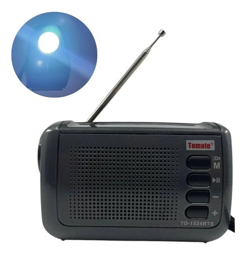 Radio Portatil Recargable Panel Solar Fm Bluetooth Sd Tws Negro