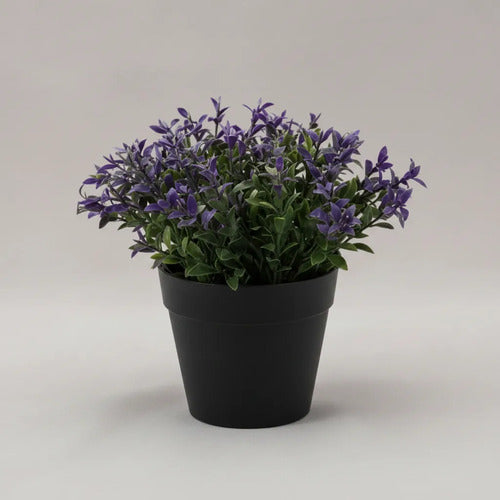 Planta Artificial Decorativa Con Maceta 15x6cm Jardin Living Violeta