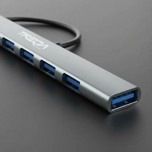 Hub Adaptador Usb 7 Puertos Notebook Pc Tablet Aluminio Plateado