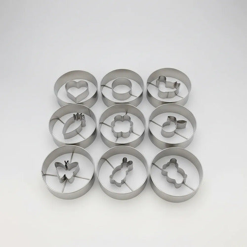 Molde Cortante Galletita Reposteria Set Pack X9 Formas Amarillo