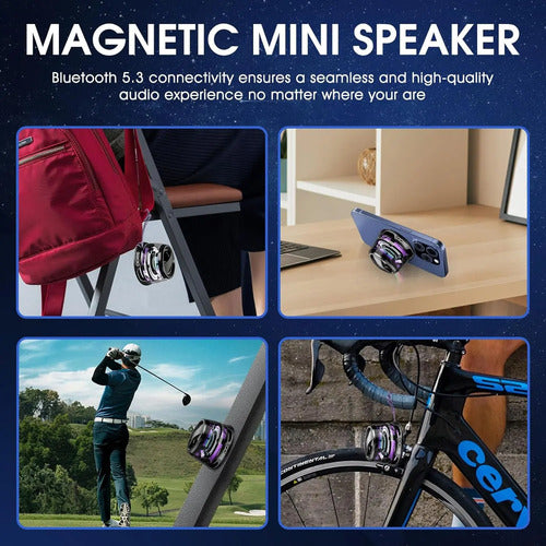 Parlante Mini Magnetico Portatil Bluetooth Con Luces Led Rgb Negro