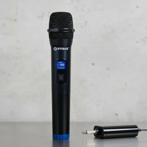 Microfono Inalambrico Uhf Recargable C/receptor 10 Metros Negro