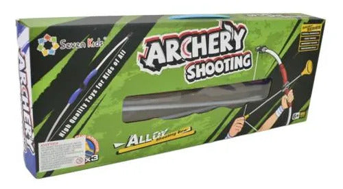 Arco Infantil 55cm Con 3 Flechas Ventosa Juego Puntería Rojo Negro Y Verde Claro