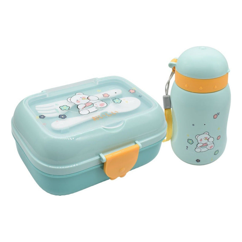 Lonchera Vianda Infantil Con Vaso Y Cubiertos De Plastico