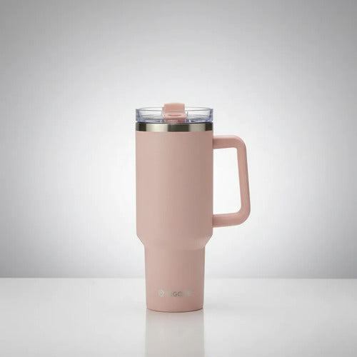Vaso Térmico Acero Inoxidable 900ml Tapa Sorbito Acero Rosa