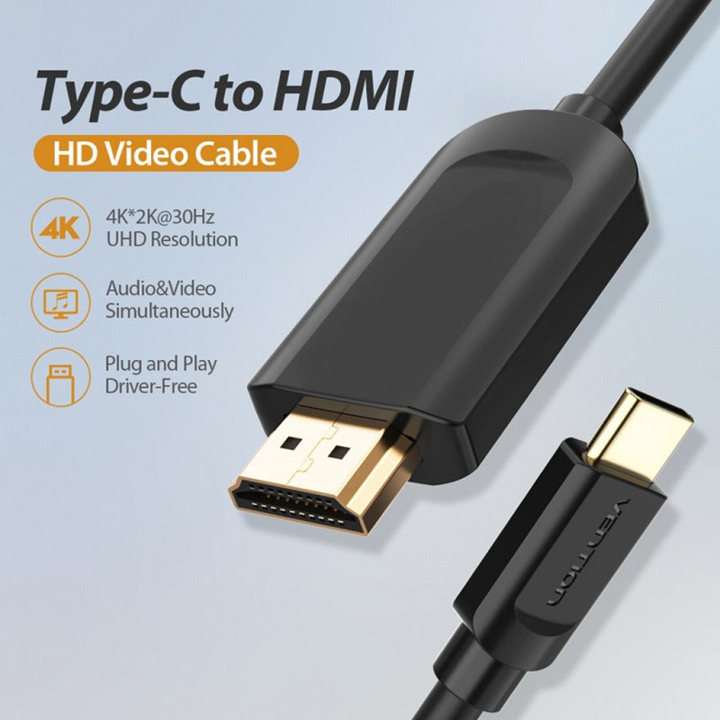 Cable Hdmi A Usb C Tipo C 4k Hd 1.5m Negro