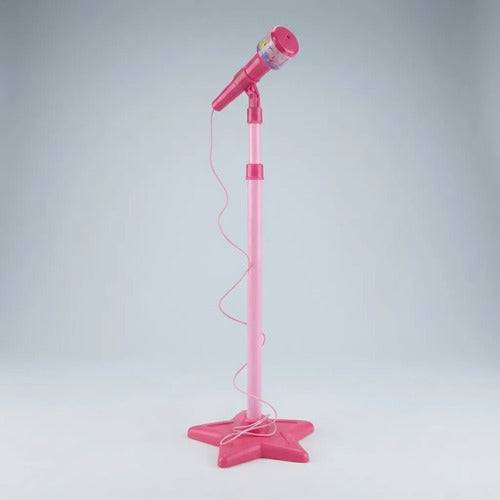 Guitarra Infantil Regulable Rosa Micrófono Pie Sonido Rosa