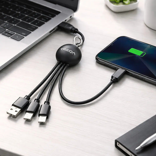 Cable Usb 3 En 1 Micro Ios Tipo C 3.1a Carga Celular Datos Negro