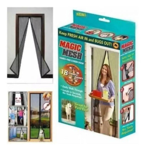Cortina Mosquitero Puerta Con Cierre Magnetico 100 X 210cm Negro