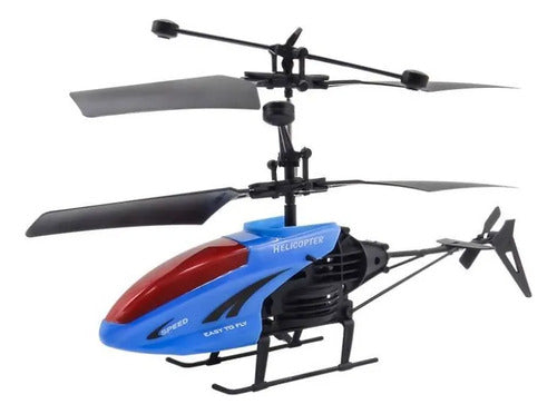 Helicóptero Infantil Control Remoto Luces Led Recargable Azul
