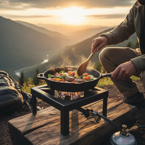 Cocinilla Quemador Gas Portatil Hornalla Metal Camping 25cm