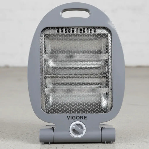 Estufa Electrica Cuarzo Calefactor Portatil Termostato 800w Gris