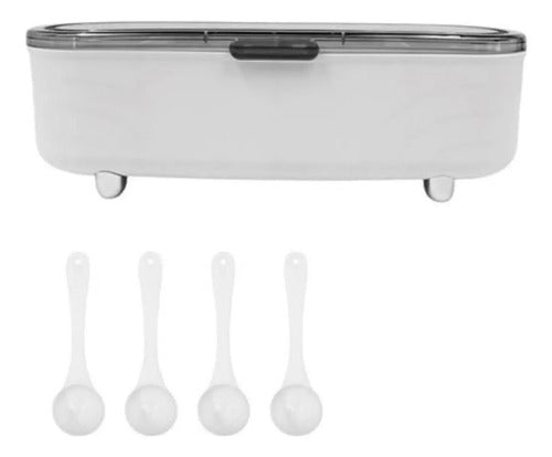 Especiero Condimentero Organizador Con Tapa De Plastico Blanco Con Gris