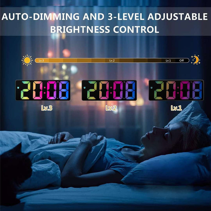 Reloj Despertador Led Rectangular Numeros De Colores