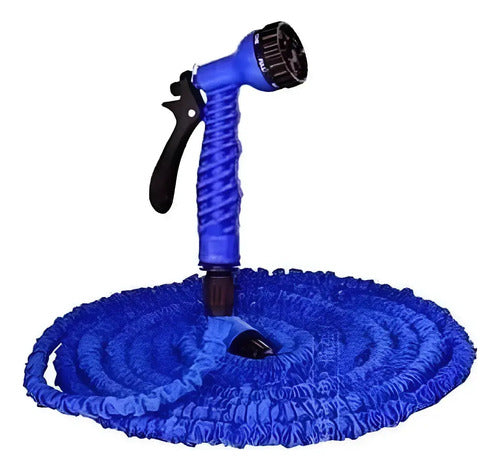 Manguera Retractil Expandible Jardin Regar 15m Con Puntero Azul/verde