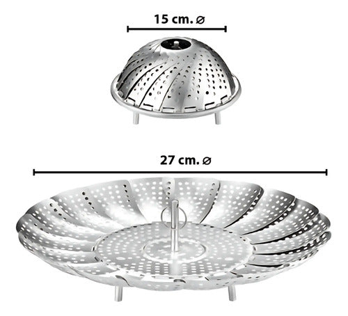 Canasto Vaporizador Cesto De Alimentos Plegable Acero Inox
