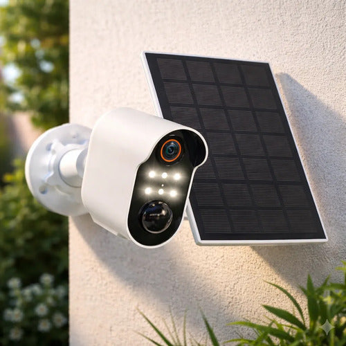 Camara Seguridad Wifi Exterior Panel Solar App Full Hd 1080p Blanco