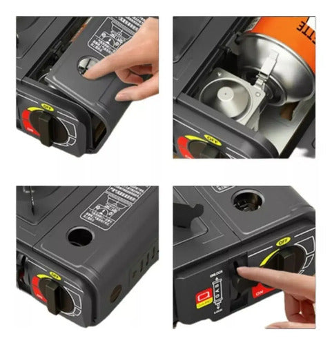 Anafe Cocina Portable 1 Hornalla Gas Hogar Camping Portatil Color Negro