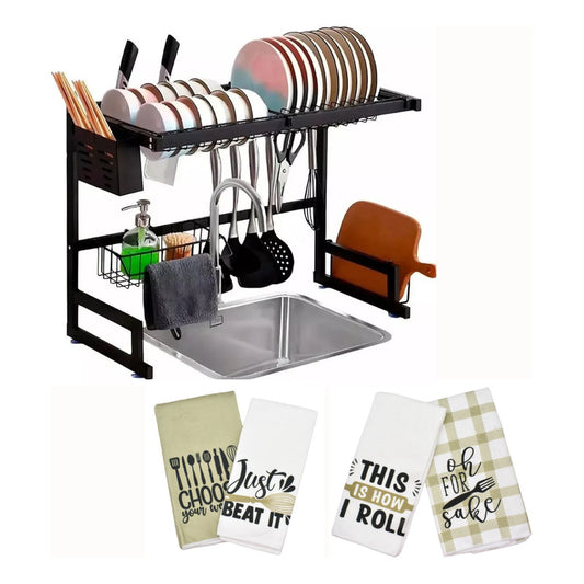 Escurridor Platos Con Cubiertero Secaplatos + 4 Repasadores