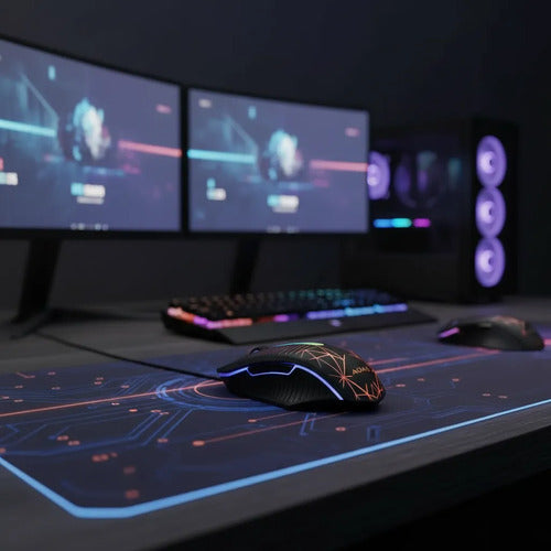 Mouse Gamer Optico Usb Rgb Botones Pc Notebook Laptop Raton Negro Mate