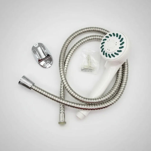 Kit Duchero Teléfono Soporte Manual Universal Manguera 115cm Blanco