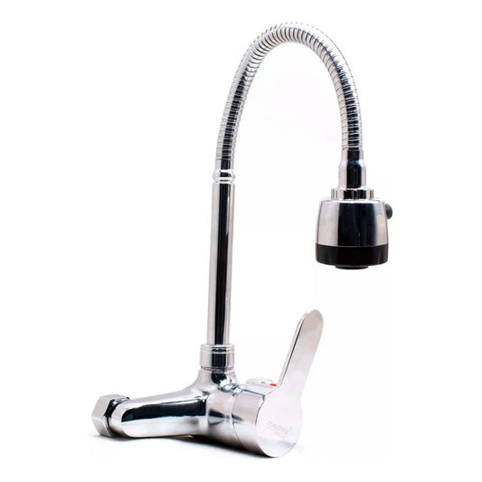 Grifo Monocomando 20cm Flexible Cocina Cromado Mesada Pared