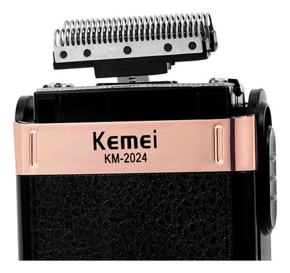 Afeitadora Kemei 2024 De Láminas Inalámbrica Para Rostro Y Cuerpo Negro