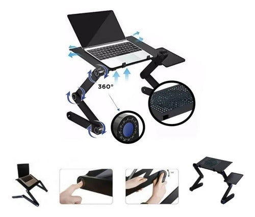 Soporte Plegable Portatil Notebook Ventilador Windows Mac Negro