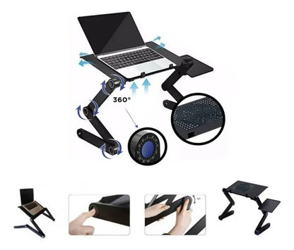 Soporte Plegable Portatil Notebook Ventilador Windows Mac Negro