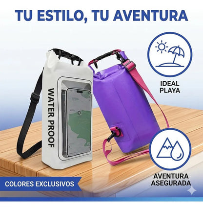 Bolsa Impermeable Estanca 2l Funda Celular Ios Android Playa Violeta