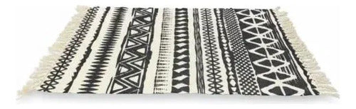 Alfombra Bohemia Geométrica Algodón Flecos 90x150cm 150 M 90 M Aleatorio