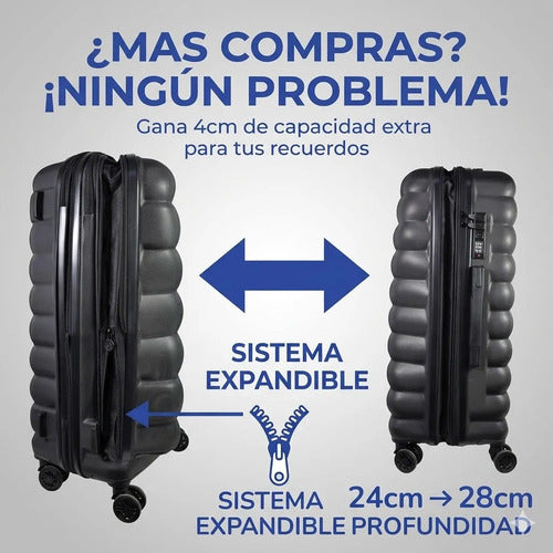 Valija Viaje Grande Rigida Expandible 4 Ruedas Tsa 25 PuLG Negro Rayas